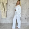 Komplet Anuri . Sensual . Koszula . Zwiewna . Oversize biala . Muslin . Bawelna . Naturalny material . narzutka . Spodnie wysoki stan . Szerokie . Set boho chic . Boho kompletP