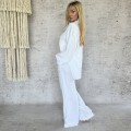 Komplet Anuri . Sensual . Koszula . Zwiewna . Oversize biala . Muslin . Bawelna . Naturalny material . narzutka . Spodnie wysoki stan . Szerokie . Set boho chic . Boho komplet