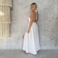 Maxi Sukienka Boho Chic Muslinowa, Biała