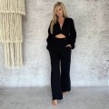 Boho Chic - Anuri, Muślinowy Dwuczęściowy Komplet, Czarny