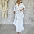Komplet sensual Luana . Dwuczęściowy set . Spódnica maxi . Długa rozkloszowana .wysokie Rozcięcie . Koszula oversize . Nietoperz wiązana . Hiszpanka . Boho set . Boho moda . Boho Chic . Czarny komplet muślin , bawełna .zwiewny . Na urlop . Na wczasy