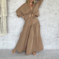 Komplet sensual Luana . Dwuczęściowy set . Spódnica maxi . Długa rozkloszowana .wysokie Rozcięcie . Koszula oversize . Nietoperz wiązana . Hiszpanka . Boho set . Boho moda . Boho Chic . Czarny komplet muślin , bawełna .zwiewny . Na urlop . Na wczasy