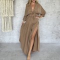 Komplet sensual Luana . Dwuczęściowy set . Spódnica maxi . Długa rozkloszowana .wysokie Rozcięcie . Koszula oversize . Nietoperz wiązana . Hiszpanka . Boho set . Boho moda . Boho Chic . Czarny komplet muślin , bawełna .zwiewny . Na urlop . Na wczasy