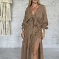Komplet sensual Luana . Dwuczęściowy set . Spódnica maxi . Długa rozkloszowana .wysokie Rozcięcie . Koszula oversize . Nietoperz wiązana . Hiszpanka . Boho set . Boho moda . Boho Chic . Czarny komplet muślin , bawełna .zwiewny . Na urlop . Na wczasy