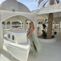 Arina, miętowa  sukienka maxi, długa sukienka na lato, elegancka sukienka z rozcięciem, sukienka z wiązaniem w pasie, sukienka na wieczór, sukienka bestseller,  , modna  , boho , lekka , zwiewna , pleciona , warkocze , głęboki dekolt , na urlop