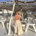 Arina, beżowa   sukienka maxi, długa sukienka na lato, elegancka sukienka z rozcięciem, sukienka z wiązaniem w pasie, sukienka na wieczór, sukienka bestseller,  , modna  , boho , lekka , zwiewna , pleciona , warkocze , głęboki dekolt , na urlop