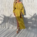 komplet Noa, boho styl, spódnica maxi, krótka bluzka, rozcięcie noga, zwiewna tkanina, letnia stylizacja, wakacyjny look, kobiecy fason, naturalne kolory, styl resort, moda premium, sensualny design, lekka forma, outfit lato