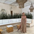 Sukienka Boho Muślin, pralina, Flavia, Długa , gołe plecy , brązowa , dekolt v