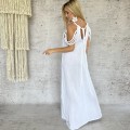 Sukienka Boho Muślin, biała , Tulum , Długa, splot warkocza , pleciona