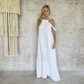 Sukienka Boho Muślin, biała , Tulum , Długa, splot warkocza , pleciona
