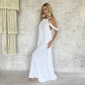 Sukienka Boho Muślin, biała , Tulum , Długa, splot warkocza , pleciona