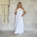 Sukienka Boho Muślin, biała , Tulum , Długa, splot warkocza , pleciona