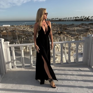 Boho Chic  - maxi Sukienka Flavia - Czarna - gołe plecy 