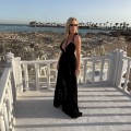Sukienka Boho Maxi Muślin Bawełna, Czarna, Flavia, V Dekolt , sukienka odkryte plecy