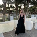 Sukienka Boho Maxi Muślin Bawełna, Czarna, Flavia, V Dekolt , sukienka odkryte plecy