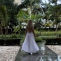 Biała Boho Sukienka Arina, White, Dekolt, Muślin, Bawełna , wiazana , gołe plecy , dekolt v , warkocze