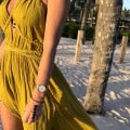 limonka  Boho Sukienka Arina, White, Dekolt, Muślin, Bawełna , wiazana , gołe plecy , dekolt v , warkocze Złota oliwka