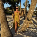 limonka  Boho Sukienka Arina, White, Dekolt, Muślin, Bawełna , wiazana , gołe plecy , dekolt v , warkocze Złota oliwka