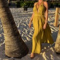 limonka  Boho Sukienka Arina, White, Dekolt, Muślin, Bawełna , wiazana , gołe plecy , dekolt v , warkocze Złota oliwka