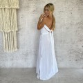 Sukienka Boho Muślin,  biała   , Leila  , Dluga , gole plecy, Hiszpanka , wiązana , boho styl , sukienka na plażę , beachwear