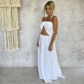 Sukienka Boho Muślin,  biała   , Leila  , Dluga , gole plecy, Hiszpanka , wiązana , boho styl , sukienka na plażę , beachwear