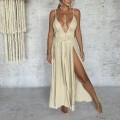 Boho sukienka , długa , wiązana , rozcięcie naturalny materiał , muślin , bambus , beżowa na plaze , na wakacje , beachwear , boho styl , dekolt , otwarte plecy