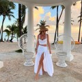 Komplet Sensual , set SANTI , Boho komplet , spódnica z rozcięciem , top gorsetowy , biały