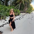 Set komplet SANTI , sensual set , zwiewny boho , modny , na urlop , na plażę , wiązany top , spódnica zwiewna ,  wysoki stan , z dużym rozcięciem