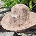 Pudrowy pastelowy róż różowy ZANI  boho bohochic Bucket Czapka rybacka Hat Kapelusz modaboho Na plażę Nowość Przeciwsłoneczny Straw Sukienki Słomiany kapelusz Słomkowy Pleciony Nakrycie głowy Logowany