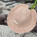 Pudrowy pastelowy róż różowy ZANI  boho bohochic Bucket Czapka rybacka Hat Kapelusz modaboho Na plażę Nowość Przeciwsłoneczny Straw Sukienki Słomiany kapelusz Słomkowy Pleciony Nakrycie głowy Logowany