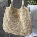 Pleciona letnia Rafa torebka plażowa Boho Sensual słomiana beżowa naturalna vintage torba straw worek
