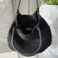 Pleciona letnia Rafa torebka plażowa Boho Sensual słomiana beżowa naturalna vintage torba straw worek czarna