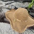Letni kapelusz . sensual ZEEGMA  Hat . Bucket . Straw . Nakrycie głowy . Słomkowy kapelusz . Boho styl . Nude . Karmel . Camel . Klawisz letni . Plażowy . Przeciwsłoneczny . Modny . Pleciony słomkowy . Sensual Boho Line , Floppy