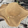 Letni kapelusz . sensual ZEEGMA  Hat . Bucket . Straw . Nakrycie głowy . Słomkowy kapelusz . Boho styl . Nude . Karmel . Camel . Klawisz letni . Plażowy . Przeciwsłoneczny . Modny . Pleciony słomkowy . Sensual Boho Line , Floppy