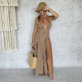 sukienka boho , letnia , seksownie , wiązana , sensual , selena , zwiewba , boho moda , bohochic , lekka , letnia , na wczasy. , na urlop , na plażę , wakacyjna , na wakacje , modna , sukienka celebrytek , mocha mousse , brązowa selena