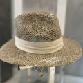 boho bohochic Bucket Czapka rybacka Hat Kapelusz modaboho Na plażę Nowość Przeciwsłoneczny Straw Sukienki Słomiany kapelusz Słomkowy Pleciony Nakrycie głowy Logowany , beżowy , nude , krem , beżowy , beż numa , z turkusem