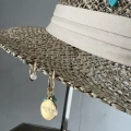 boho bohochic Bucket Czapka rybacka Hat Kapelusz modaboho Na plażę Nowość Przeciwsłoneczny Straw Sukienki Słomiany kapelusz Słomkowy Pleciony Nakrycie głowy Logowany , beżowy , nude , krem , beżowy , beż numa , z turkusem