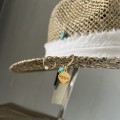 boho bohochic Bucket Czapka rybacka Hat Kapelusz modaboho Na plażę Nowość Przeciwsłoneczny Straw Sukienki Słomiany kapelusz Słomkowy Pleciony Nakrycie głowy Logowany Beżowy brązowy karmelowy nude bez Numa z turkusem