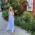 bawełna Beżowa boho bohochic Dekolt V Gole plecy Głęboki dekolt Letnia sukienka maxi modaboho Modna sukienka muslin Na plażę Seledyn Sukienka celebrytek Sukienka na urlop Sukienki Wiązana Zwiewna Biała