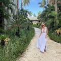 bawełna Beżowa boho bohochic Dekolt V Gole plecy Głęboki dekolt Letnia sukienka maxi modaboho Modna sukienka muslin Na plażę Seledyn Sukienka celebrytek Sukienka na urlop Sukienki Wiązana Zwiewna Biała