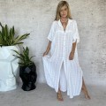 bawełna oversize  bambus koszula long  kimono narzutka tunika long  biała WAVE boho bohochic  Letnia krata sukienka maxi modaboho Modna sukienka muslin Na plażę biała  Sukienka celebrytek Sukienka na urlop Sukienki  Zwiewna luźna