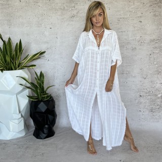 WAVE - sukienka koszulowa biała - kimono  narzutka  oversize