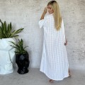 bawełna oversize  bambus koszula long  kimono narzutka tunika long  biała WAVE boho bohochic  Letnia krata sukienka maxi modaboho Modna sukienka muslin Na plażę biała  Sukienka celebrytek Sukienka na urlop Sukienki  Zwiewna luźna