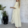 bawełna oversize  bambus koszula long  kimono narzutka tunika long  biała WAVE boho bohochic  Letnia krata sukienka maxi modaboho Modna sukienka muslin Na plażę piaskowy beż   Sukienka celebrytek Sukienka na urlop Sukienki  Zwiewna luźna