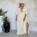bawełna oversize  bambus koszula long  kimono narzutka tunika long  biała WAVE boho bohochic  Letnia krata sukienka maxi modaboho Modna sukienka muslin Na plażę piaskowy beż   Sukienka celebrytek Sukienka na urlop Sukienki  Zwiewna luźna