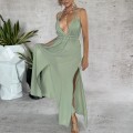 bawełna Flavia  zwiewna  romantyczna lekka  maxi  long miętowa mięta Mint   boho bohochic Letnia sukienka  modaboho Modna sukienka muslin Na plażę     na urlop   Gołe plecy wiązana kobieca wygodna