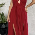 Arina, czerwona sukienka maxi, długa sukienka na lato, elegancka sukienka z rozcięciem, sukienka z wiązaniem w pasie, sukienka na wieczór, sukienka bestseller,  , modna  , boho , lekka , zwiewna , pleciona , warkocze , głęboki dekolt , na urlop