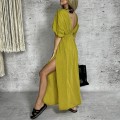 Boho, Sukienka, Aurra, Muslin, Oliwkowa, Bawelna