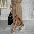 Boho Sukienka Azua, Uni, Kopertowy Przód, Bawełna, Pralin