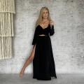 Boho Sensual Muślinowy Komplet, Naomi, Black, Czarny